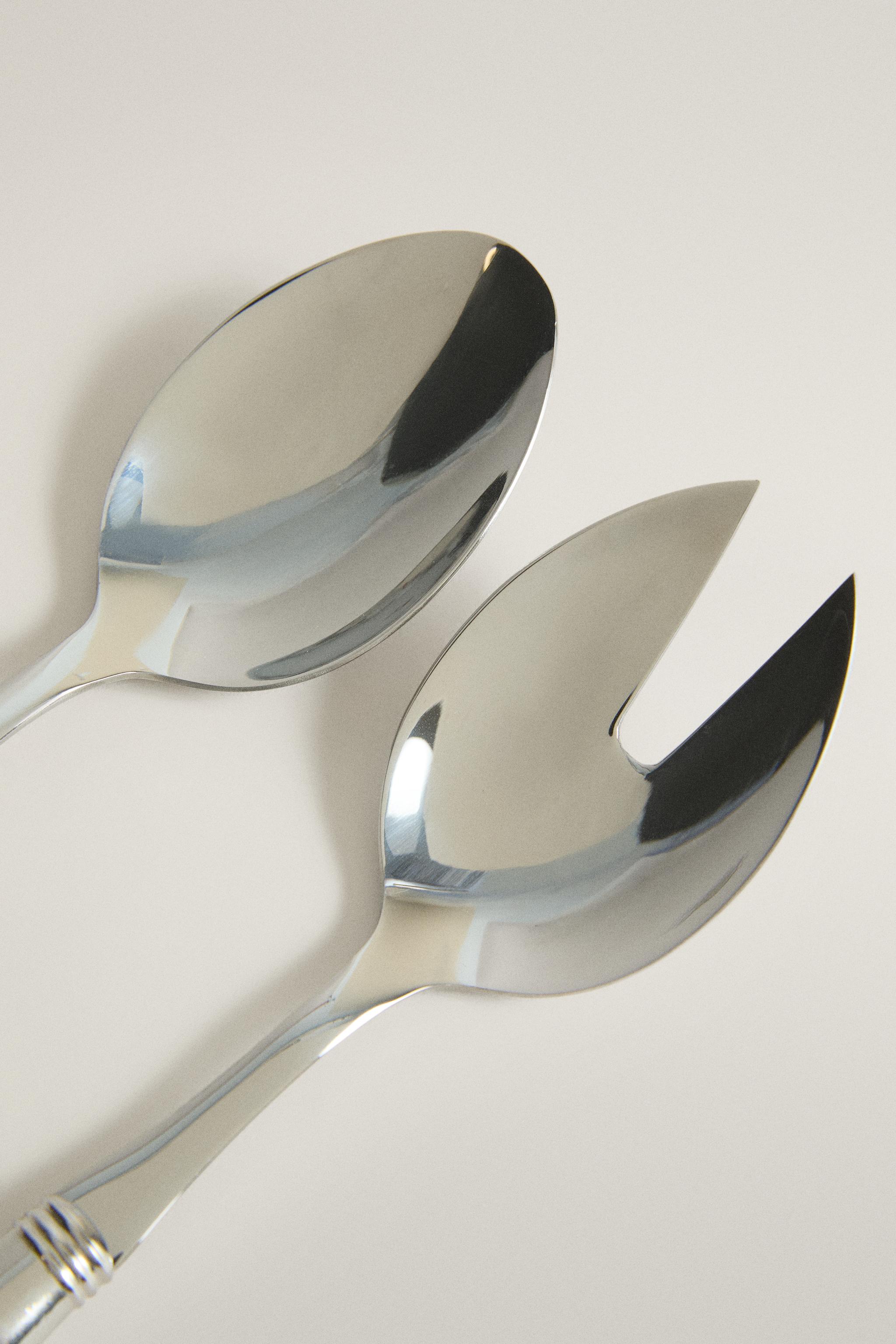 SALAD FLATWARE SET WITH TRANSPARENT HANDLES (SET OF 2)